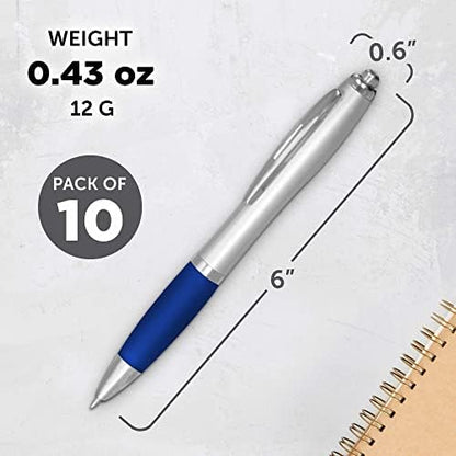 DISCOUNT PROMOS Colored Grip Gel Pens Set of 10, Bulk Pack - Great for Office, School, Business, Tradeshows, Events - BlueBI