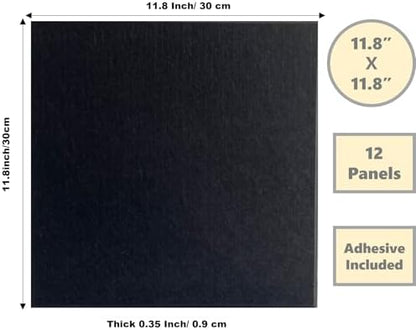 12-Pack Black Felt Wall Tiles(11.8“x11.8”Each), 47.2“x 35.4” Large Cork Board Alternative, Self-Adhesive Bulletin Pin Board for Office Home Kitchen Photos & Memos