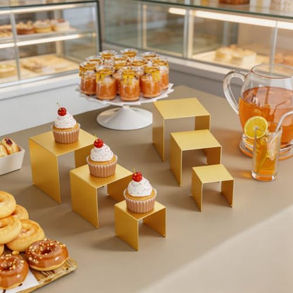 Display Stand & Risers, 6 Pcs Set Metal Rectangular Cupcake Stands