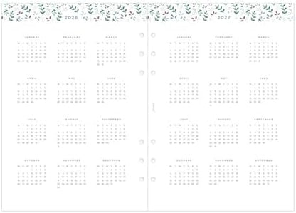 Filofax Calendar Diary Refill, A5 Size, Week-to-View, Garden Minimal Diary Pack, Multilingual: Five Languages, 2026 (C68592-26)