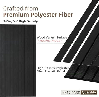 TO-TH Sound Absorbing Panels Wood Grain Acoustic Wall Panel 10 Pack, Smoky
