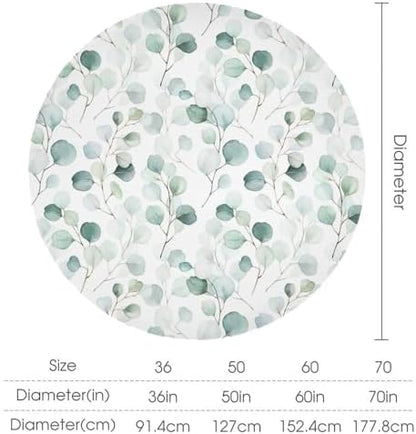 Eucalyptus Leaf Tablecloth, Spring Botanical Sage Green Watercolor Floral Plant Branches Print Table Cloth for Home Kitchen Dining Outdoor Patio Wedding Decor, 36x36in