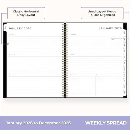 Blue Sky 2026 Weekly & Monthly Planner Calendar, 8.5"x11", Sweetheart Black