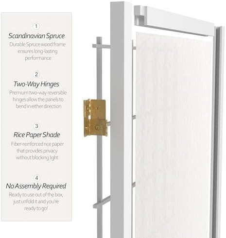 4 ft. Short Window Pane Shoji Screen - White - 8 Panels