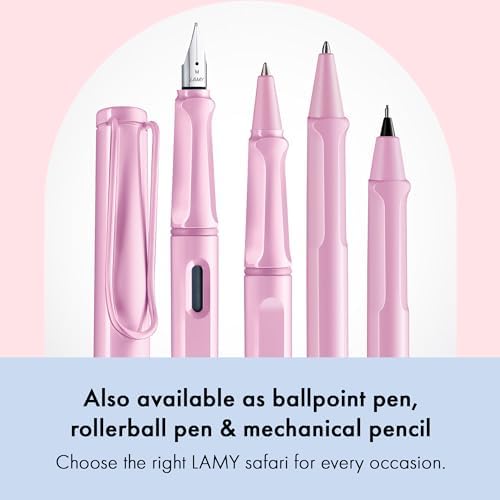 LAMY safari lightrose - Fountain Pen with ergonomic grip & polished steel nib in size M - ideal for any Writing & Calligraphy - including LAMY T 10 blue cartridge - Right-Handed