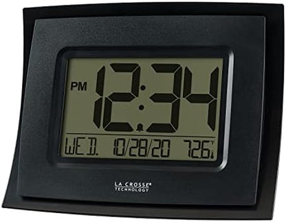 La Crosse Technology WT-8002U-B-INT Digital Black Clock with Indoor Temperature