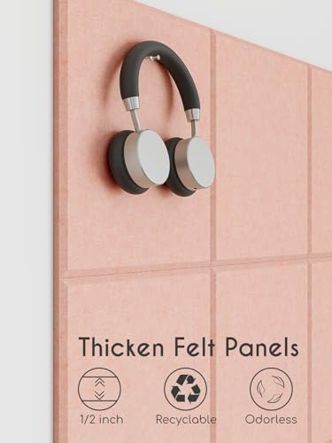Thick Felt Pin Board Tiles 24 Pack, 11.8x11.8 Bulletin Board for Wall
