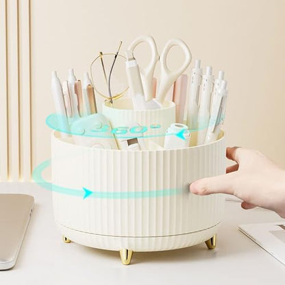 Gawsey Rose Gold Desk Organizers and Accessories with Desk Organizer 360° Rotating Pen Holder and Office Supplies, Cute Stationery Supplies Set