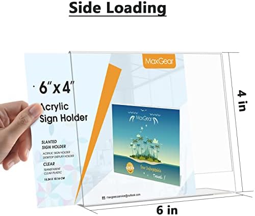 MaxGear Acrylic Sign Holder 4 x 6 Inches 12 Pack, Horizontal L Shape