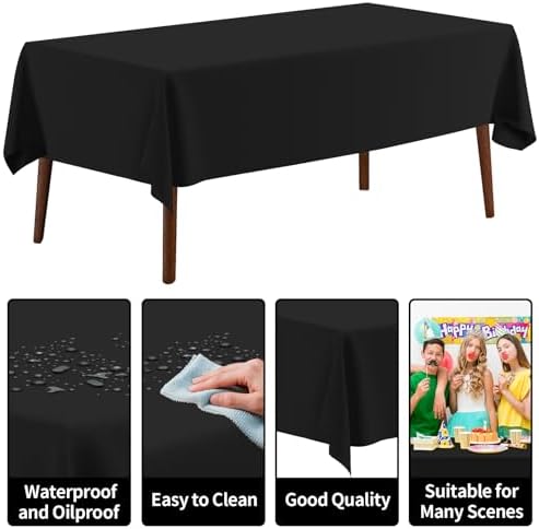 CXPSINC 54 Inch X 300 Feet Plastic Table Cover Roll Disposable Tablecloth with Slide Cutter for All Type/Shape Tables | Party, Banquet, Birthdays, Weddings(Black, 300 Feet)