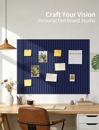 48" x 36" Cork Board Alternative, 12 Pack Felt Bulletin Board Tiles with 30 Adhesive Tabs Wall Push Pin Board for Office Classroom Bedroom Decor