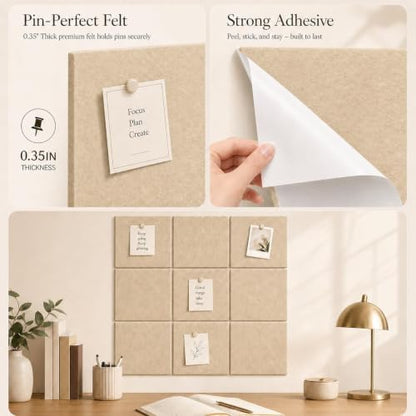 Felt Bulletin Board Tiles, Large Cork Board Alternative,24 x 36 in