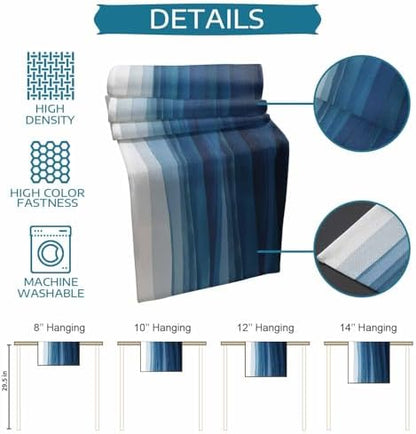 Blue White Ombre Table Runner Dresser Scarf 13 x 72 Inch Abstract Gradient Ocean Waves Modern Stripe Table Runners Non-Slip Heat Resistant Kitchen Dining Table Decor for Home Holidays Indoor Outdoor