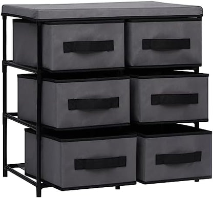 6-Drawer Storage Cabinet Organizer with Steel Frame and Fabric Drawers, Lightweight Minimalist Closet Dresser for Bedroom, Living Room, Hallway, Grey