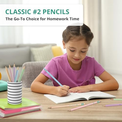 Taja 150 Pack Wood-Cased #2 HB Pencils, Bulk Pack Pre-Sharpened, Macaron