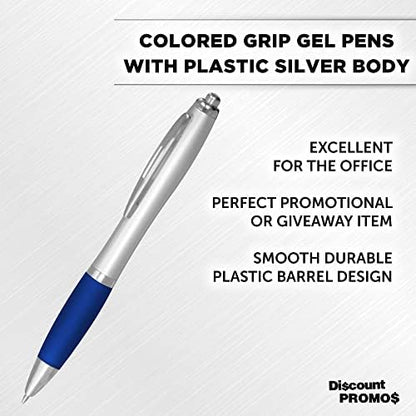 DISCOUNT PROMOS Colored Grip Gel Pens Set of 10, Bulk Pack - Great for Office, School, Business, Tradeshows, Events - BlueBI
