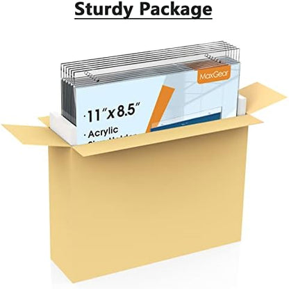 MaxGear Acrylic Wall Mount Sign Holder, 8.5 x 11 Landscape, 12 Pack