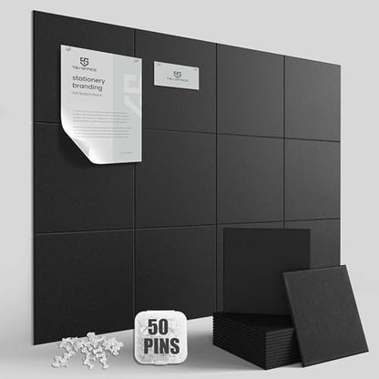 48"x36" Felt Corkboard Bulletin Board,TSJ OFFICE,12 Pack for Wall,Black