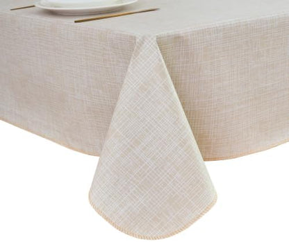 LIBERECOO Heavy Duty Vinyl Tablecloth with Flannel Backing Waterproof Oil-Proof Plastic Table Cloth Stain-Resistant Wipeable Rectangle or Square Table Cover for Indoor and Outdoor 60 x 102 Inch