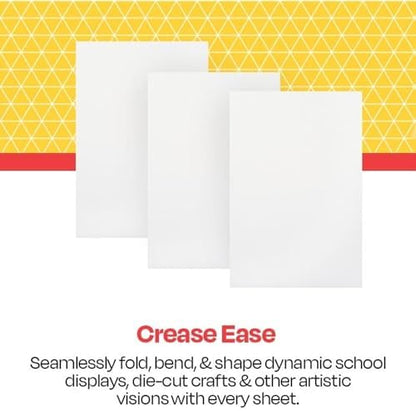 School Smart Folding Bristol Board, 12 x 18 Inches, White, Pack of 100