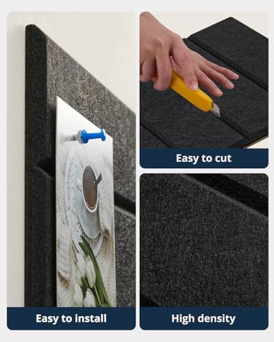 Cork Board, 36''x24'' Felt Bulletin Board with Self Adhesive Black