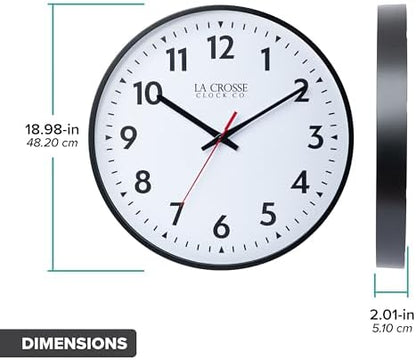 La Crosse Clock 404-3048-INT 19-inch Commercial Silent Quartz Analog Wall Clock