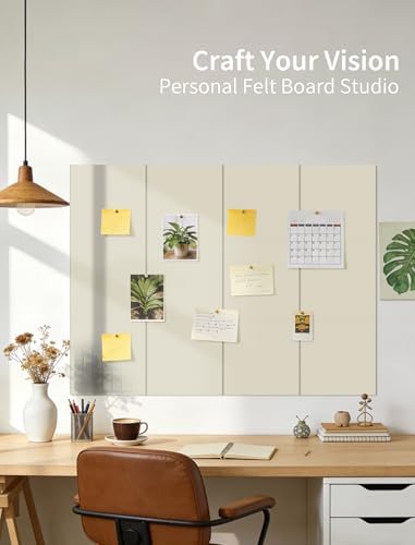 48" x 36" Cork Board Alternative, 12 Pack Felt Bulletin Board Tiles with 30 Adhesive Tabs Wall Push Pin Board for Office Classroom Bedroom Decor