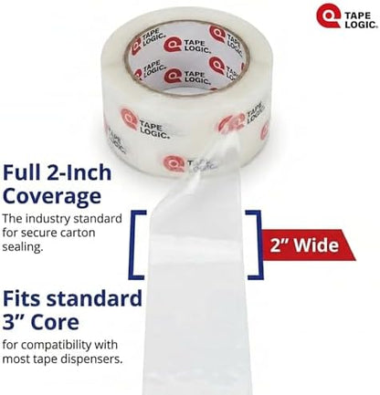 Tape Logic Packing Tape (36-Rolls), 2" x 110 yd - Heavy Duty Packaging Tape Refill for Shipping, Moving, Order Fulfillment, Acrylic 2.6 Mil