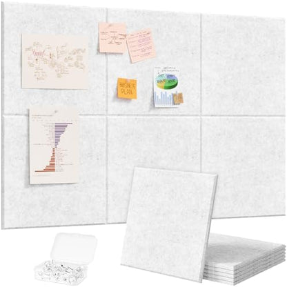 Lifewit 36"x 24" Felt Bulletin Board with Self-Adhesive, 6 Pack Cork Board Alternative for Walls, Large Pin Board Vision Board Message Board with 30 Pushpins for Office Decor, Room Decor, Gray