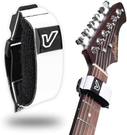 Gruv Gear Fret Wrap & Guitar Mute Pro, Fretwrap for Acoustic, Electric & Bass | String Dampener Recording, Tapping & Practice Accessory (1 Pack, Medium White, Fits 5 String Bass, 7 String Guitar)