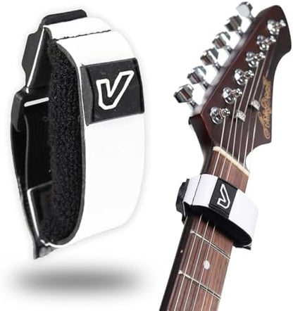 Gruv Gear Fret Wrap & Guitar Mute Pro, Fretwrap for Acoustic, Electric & Bass | String Dampener Recording, Tapping & Practice Accessory (1 Pack, Medium White, Fits 5 String Bass, 7 String Guitar)