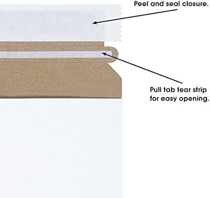 Top Pack Supply Gusseted Flat Mailers, 12 1/2" x 9 1/2" x 1", White (Pack of 100)
