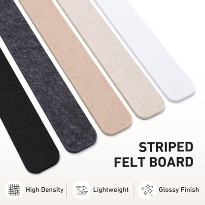 HAUTOCO Felt Bulletin Strips 10 Pack, 13" x 2" Self Adhesive Pin Board Set with 20 Push Pins, Peel and Stick Memo Board for Photos, Notes & Wall Decor, Bulk Wall Organizer for Dorm, Bedroom & Office