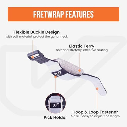 Gruv Gear Fret Wrap & Guitar Mute, Fretwrap for Acoustic, Electric & Bass | String Dampener Recording, Tapping & Practice Accessory (3 Pack, Medium Off-White, Fits 5 String Bass, 7 String Guitar)