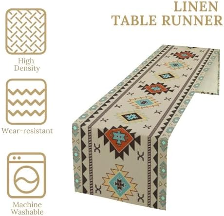 Aztec Southwest Table Runner,Ethnic Style Design Geometric Table Runners Dresser Scarves Table Setting Decor for Garden Farmhouse Wedding Party Holiday Dinner Home 13x108 Inch