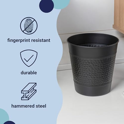 happimess Riley 2 Gal Hammered Steel Bin 10" H, Matte Black