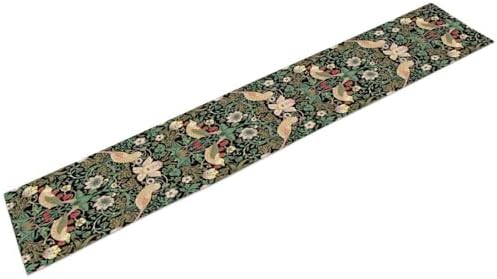 William Morris Floral Table Runner, Vintage Strawberry Thief Flowers Table Runner for Dining Table Decor 13 x 90 Inch