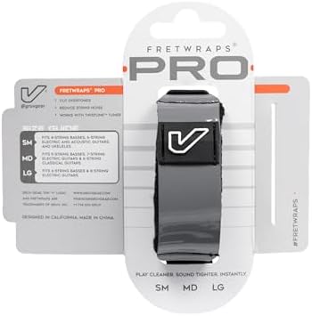 Gruv Gear Fret Wrap & Guitar Mute Pro, Fretwrap for Acoustic, Electric & Bass | String Dampener Recording, Tapping & Practice Accessory (1 Pack, Medium Grey, Fits 5 String Bass, 7 String Guitar)