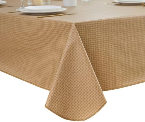 LIBERECOO Heavy Duty Vinyl Tablecloth with Flannel Backing Waterproof Oil-Proof Plastic Table Cloth Stain-Resistant Wipeable Rectangle or Square Table Cover for Indoor and Outdoor 60 x 84 Inch