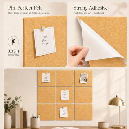 Felt Bulletin Board Tiles, Cork Board Alternative, 48 x 36 in
