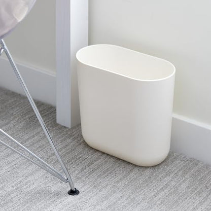 iDesign Small Slim Plastic Bathroom Trash Can, Coconut White