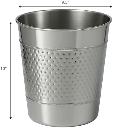 happimess Riley 2 Gal Hammered Steel Bin 10" H, Polished Steel, Set of 2