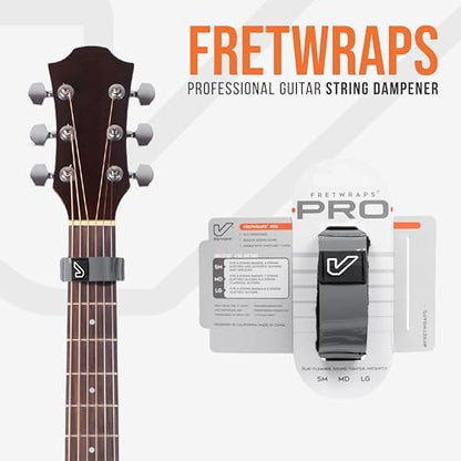 Gruv Gear Fret Wrap & Guitar Mute Pro, Fretwrap for Acoustic, Electric & Bass | String Dampener Recording, Tapping & Practice Accessory (1 Pack, Small Grey, Fits 4 String Bass, 6 String Guitar)
