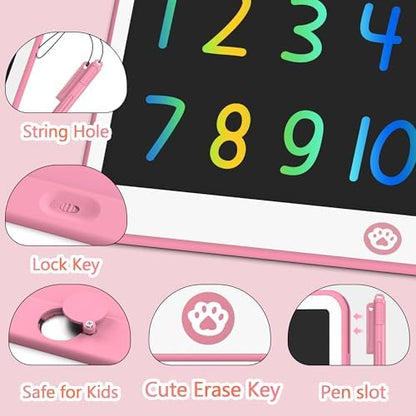 Hockvill LCD Writing Tablet for Kids 16 Inch, Toys for Girls Boys Drawing Pad for 3 4 5 6 7 Year Old Kids Toys, Christmas Birthday Gift for Kids, Toddler Doodle Board Travel Essentials - Pink