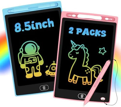 2 Pack LCD Writing Tablet for Kids, Erasable and Reusable Toddler Doodle Board in 8.5 inch, Ideal Educational Drawing Pad for Learning Toy for Ages 3-8 Gifts for Girls Boys