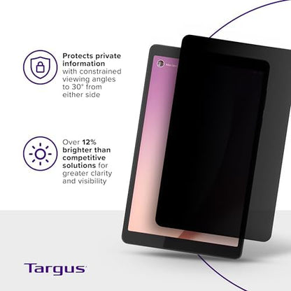 Targus 4Vu Privacy Screen for Lenovo Tab M8 (4th Gen), 2-Way Portrait, 30° Viewing Angle, Blue Light Filter, DefenseGuard, Anti-Glare, Data Security in Public, Easy Install – AST128GLZ