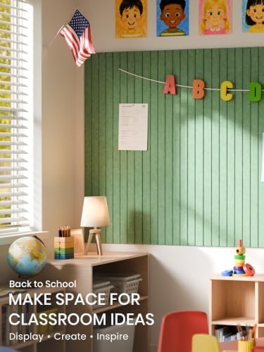 Bumusty 48"x 36" Large Felt Bulletin Board Tiles, Moss Green
