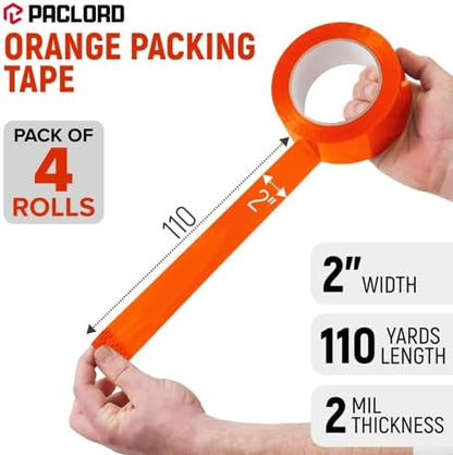 2" x 110 Yards Orange Packing Tape, 4 Rolls