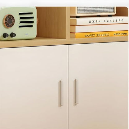 Closed Back Cabinet Wood Standard 9.5'' Wide Bookcase Bookshelf Storage Rack Multi-layered Storage Shelf Cabinet Display Unit Integrated Against the Wall Natural/White 47.2"L x 9.4"W x 70.9"H