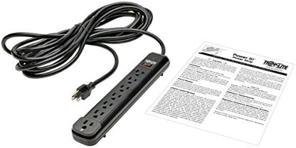 Eaton Tripp Lite PS725B Power Strip with Long 25ft Extension Cord, 7 Outlets, On/Off Switch, 15A Circuit Breaker, Under Desk & Wall Mount Option, UL Certified, Black, Lifetime Manufacturer's Warranty